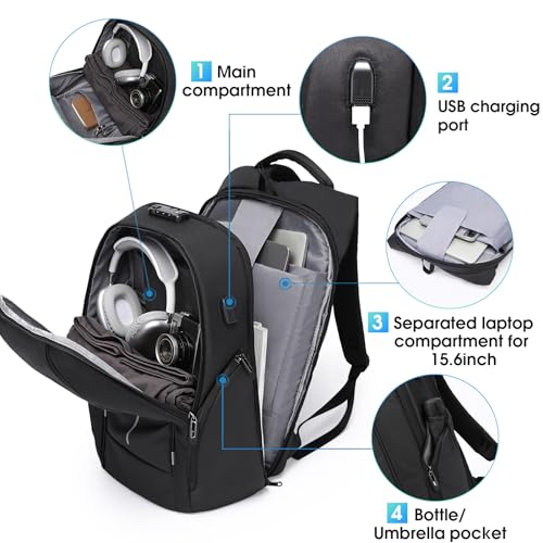 BANGE Travel Backpack for 15.6 Inch Notebook,Lightweight Work Backpacks for Men, Daily Fashion Backpack for Men and Women