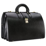 Banuce Leather Briefcase for Men Legal Attorney Lawyer Doctor Bag Attache Case for 15.6 Inch Laptop Executive Business Travel Work with Lock Detachable and Adjustable Strap Black