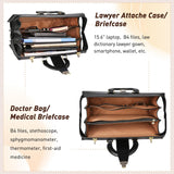 Banuce Leather Briefcase for Men Legal Attorney Lawyer Doctor Bag Attache Case for 15.6 Inch Laptop Executive Business Travel Work with Lock Detachable and Adjustable Strap Black