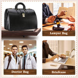 Banuce Leather Briefcase for Men Legal Attorney Lawyer Doctor Bag Attache Case for 15.6 Inch Laptop Executive Business Travel Work with Lock Detachable and Adjustable Strap Black