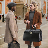 Banuce Leather Briefcase for Men Legal Attorney Lawyer Doctor Bag Attache Case for 15.6 Inch Laptop Executive Business Travel Work with Lock Detachable and Adjustable Strap Black