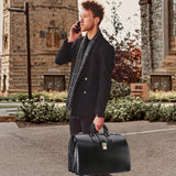 Banuce Leather Briefcase for Men Legal Attorney Lawyer Doctor Bag Attache Case for 15.6 Inch Laptop Executive Business Travel Work with Lock Detachable and Adjustable Strap Black