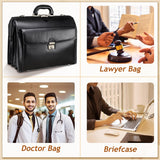 Banuce Leather Briefcase for Men with Lock Legal Attorney Lawyer Briefcase Doctor Bag Attache Case Large 15.6 Inch Laptop Bag for Work Business Travel Black