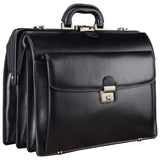 Banuce Leather Briefcase for Men with Lock Legal Attorney Lawyer Briefcase Doctor Bag Attache Case Large 15.6 Inch Laptop Bag for Work Business Travel Black