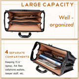 Banuce Leather Briefcase for Men with Lock Legal Attorney Lawyer Briefcase Doctor Bag Attache Case Large 15.6 Inch Laptop Bag for Work Business Travel Black