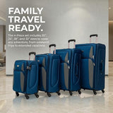 BAOMKONG 4 Piece Softshell Expandable Luggage Sets, Lightweight Travel Suitcase Set with Lock and 360°Swivel Spinner Wheels, Durable Softside Luggage, 20 in/24 in/28 in/32 in, Navy Blue