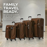 BAOMKONG 4 Piece Softshell Expandable Luggage Sets, Lightweight Travel Suitcase Set with Lock and 360°Swivel Spinner Wheels, Durable Softside Luggage, 20 in/24 in/28 in/32 in, Brown