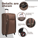 BAOMKONG 4 Piece Softshell Expandable Luggage Sets, Lightweight Travel Suitcase Set with Lock and 360°Swivel Spinner Wheels, Durable Softside Luggage, 20 in/24 in/28 in/32 in, Brown