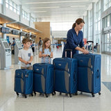 BAOMKONG 4 Piece Softshell Expandable Luggage Sets, Lightweight Travel Suitcase Set with Lock and 360°Swivel Spinner Wheels, Durable Softside Luggage, 20 in/24 in/28 in/32 in, Navy Blue