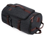 BAOSHA Canvas Weekender Travel Duffel Backpack Hybrid Hiking Rucksack Laptop Backpack for Outdoor Sports Gym HB - 26(Black)