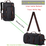 BAOSHA Canvas Weekender Travel Duffel Backpack Hybrid Hiking Rucksack Laptop Backpack for Outdoor Sports Gym HB - 26(Black)