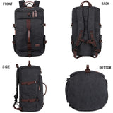 BAOSHA Canvas Weekender Travel Duffel Backpack Hybrid Hiking Rucksack Laptop Backpack for Outdoor Sports Gym HB - 26(Black)