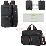 Baosha Convertible Briefcase Backpack 17 Inch Laptop Bag Case Business Briefcase HB-22 (Black-Grey Mixed)