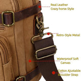 Baosha Real Leather Canvas Laptop Briefcase Backpack Hybrid Large 17 inch Laptop bag Waterproof for Men HB-22 (Brown)