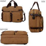 Baosha Real Leather Canvas Laptop Briefcase Backpack Hybrid Large 17 inch Laptop bag Waterproof for Men HB-22 (Brown)