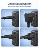 Baseus 70W Universal Travel Adapter, 6 - in - 1 International Plug Adapter with Retractable Cable, USB - C PD Fast Charging Worldwide Wall Charger for USA/EU/UK/AUS and Over 200 Countries - Enercore CG11