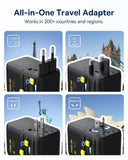 Baseus 70W Universal Travel Adapter, 6 - in - 1 International Plug Adapter with Retractable Cable, USB - C PD Fast Charging Worldwide Wall Charger for USA/EU/UK/AUS and Over 200 Countries - Enercore CG11