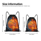Basketball Drawstring Bags for Kids Boys Girls, Sports - Themed Drawstring Backpack Casual Knapsack for Adults Women Men, Black Draw String Rucksack Bags for Gym Travel Swimming Beach Camping, Small