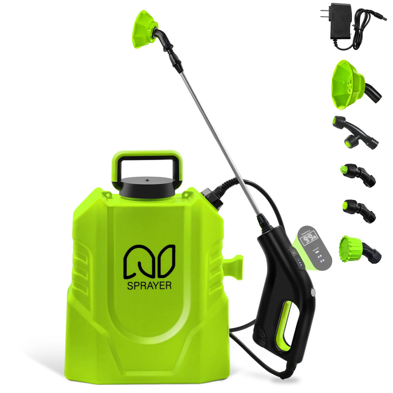 Battery Powered Backpack Sprayer 3 Gallon, 45 PSI Garden Sprayer with 3 Adjustable Pressures & Digital Display, Electric Pump Sprayer with 2.2Ah Battery, Telescopic Wand, 5 Nozzles for Yard Lawn