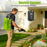 Battery Powered Backpack Sprayer 3 Gallon, 45 PSI Garden Sprayer with 3 Adjustable Pressures & Digital Display, Electric Pump Sprayer with 2.2Ah Battery, Telescopic Wand, 5 Nozzles for Yard Lawn