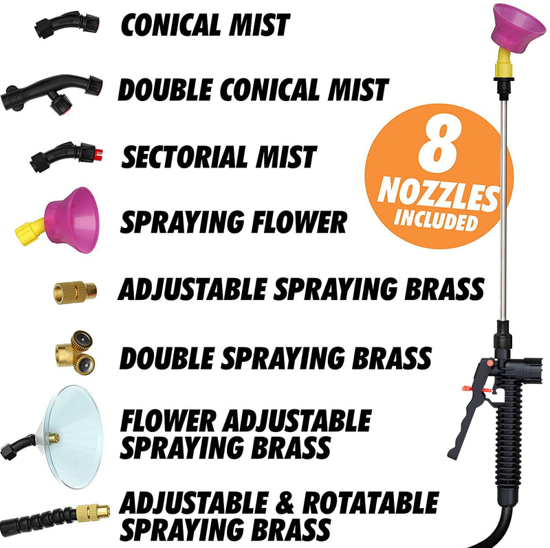 Battery Powered Backpack Sprayer - 4.2 Gallon, 8 Nozzles, 100PSI Cutoff, Long Battery Life, Wide Mouth, High - Pressure Spray Hose, Trigger Lock, Pressure Knob Controller