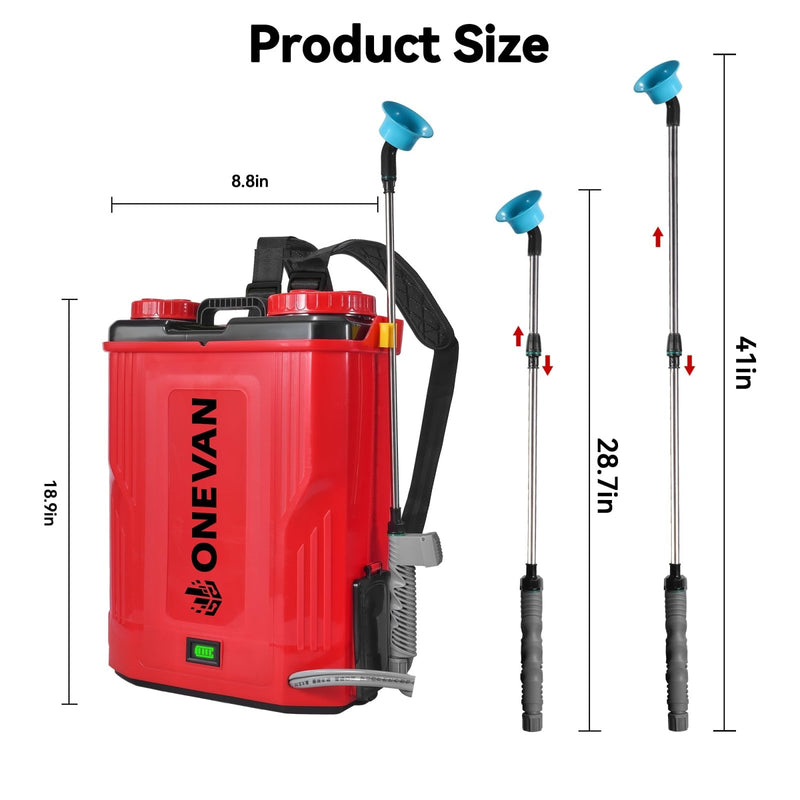 Battery Powered Backpack Sprayer 5.3 Gallon, 100 PSI Adjustable Pressure Electric Sprayer with 2X3.0A Batteries, Weed Yard Lawn Sprayer with Telescopic Wand, 5 Nozzles
