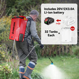 Battery Powered Backpack Sprayer 5.3 Gallon, 100 PSI Adjustable Pressure Electric Sprayer with 2X3.0A Batteries, Weed Yard Lawn Sprayer with Telescopic Wand, 5 Nozzles