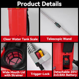 Battery Powered Backpack Sprayer 5.3 Gallon, 100 PSI Adjustable Pressure Electric Sprayer with 2X3.0A Batteries, Weed Yard Lawn Sprayer with Telescopic Wand, 5 Nozzles