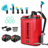 Battery Powered Backpack Sprayer 5.3 Gallon, 100 PSI Adjustable Pressure Electric Sprayer with 2X3.0A Batteries, Weed Yard Lawn Sprayer with Telescopic Wand, 5 Nozzles