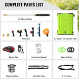 Battery Powered Backpack Sprayer 5.3 Gallon 20L,MCY 100 PSI Electric Graden Sprayer Work,Weed Yard Sprayer with 21V Strong Battery,8 Nozzles,Telescopic Wand,2.6Ah Battery and Chargers Included