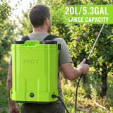Battery Powered Backpack Sprayer 5.3 Gallon 20L,MCY 100 PSI Electric Graden Sprayer Work,Weed Yard Sprayer with 21V Strong Battery,8 Nozzles,Telescopic Wand,2.6Ah Battery and Chargers Included