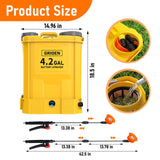 Battery Powered Backpack Sprayer Compatible with DeWalt 20V MAX Battery - 100 PSI Electric Weed Sprayer 4.2 Gallon, Yard Garden Sprayer (No Battery) with 5 Nozzles for Weed Control, Lawn Fertilizing