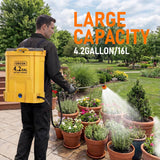 Battery Powered Backpack Sprayer Compatible with DeWalt 20V MAX Battery - 100 PSI Electric Weed Sprayer 4.2 Gallon, Yard Garden Sprayer (No Battery) with 5 Nozzles for Weed Control, Lawn Fertilizing