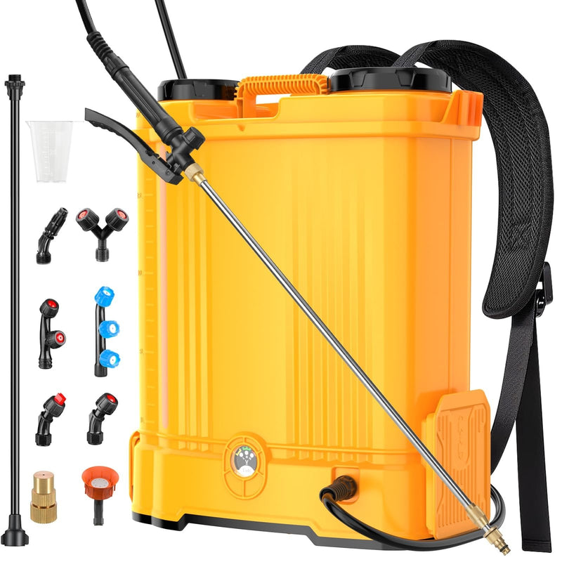 Battery Powered Backpack Sprayer for De - walt 20v Max Battery, 5.3 Gallon, 100 PSI Electric Weed Sprayer, Yard Graden Sprayer with Telescopic Wand, 7 Nozzles, Backpack Sprayer 20v(Battery Not Included)