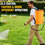 Battery Powered Backpack Sprayer for De - walt 20v Max Battery, 5.3 Gallon, 100 PSI Electric Weed Sprayer, Yard Graden Sprayer with Telescopic Wand, 7 Nozzles, Backpack Sprayer 20v(Battery Not Included)