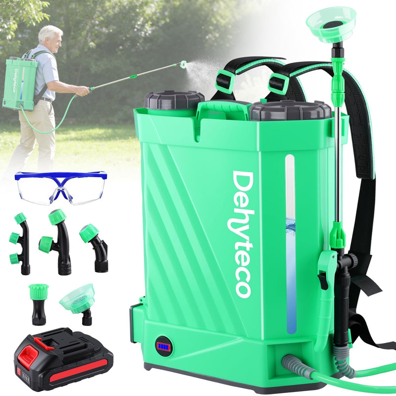 Battery Powered Backpack Sprayer with Mixer 4.2 Gallon, Upgraded Backrest & Strap, Adjustable PSI 0 - 100, Electric Garden Sprayer Compatible with Makita 21V/2.6Ah Battery & Charger, 5 Nozzles & Goggles