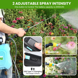 Battery Powered Sprayer 2 Gallon, Electric Sprayer with Retractable Wand & 4 Mist Nozzles & USB Rechargeable Handle, Water Spray Pump Sprayers for Planting Lawn Yard Garden