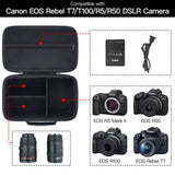 Baval Camera Case Compatible with Canon EOS Rebel T7 / T100 / R50 / R100 / R5 / R6 Mark II / 90D DSLR Camera with 18 - 55mm Lens,Sony,Nikon DSLR Camera Protective Case with Shoulder Strap (Black Case)