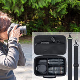 Baval Camera Case Compatible with Canon EOS Rebel T7 / T100 / R50 / R100 / R5 / R6 Mark II / 90D DSLR Camera with 18 - 55mm Lens,Sony,Nikon DSLR Camera Protective Case with Shoulder Strap (Black Case)