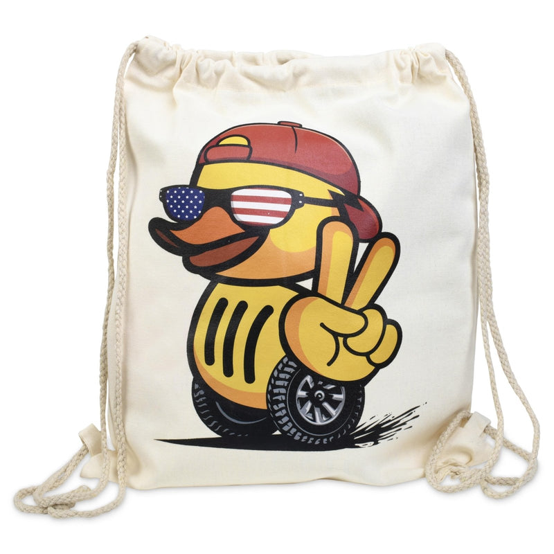 BBSign Ducks for Ducking Drawstring Duck Bag - Canvas Backpack - 16" x 13" - Ducking Bag Holds up to 65 Rubber Ducks, Great Gift for SUV Owner