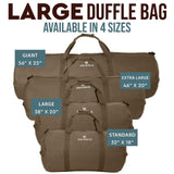 Bear & Bark Extra Large Duffle Bag - Military Green 56"x22" - 348.8L - Canvas Military/Army Cargo Style Duffel Tote for Men/Women - College Student, Backpacking, Travel Luggage/Storage Shoulder Bag