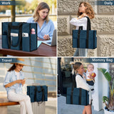 Becokan Large Tote Bag for Women Waterproof with 12 Pockets Top Zipper Closure Utility Teacher Nurse Bags for Work School