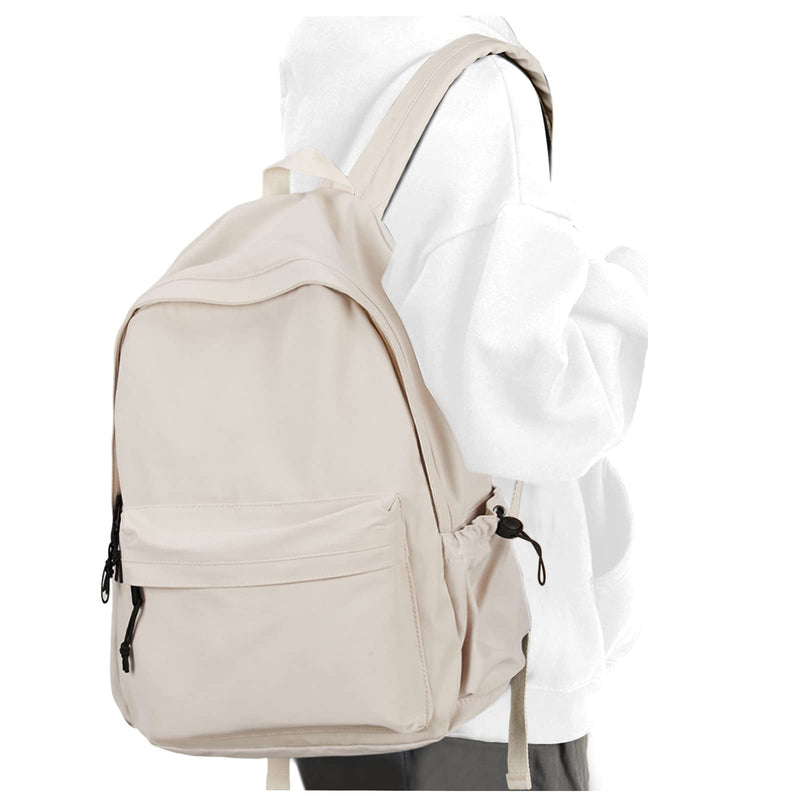 Beige School Backpack for Girls Water Resistant High School Book Bag Simple Backpack for Teens Boys Girls, Lightweight Middle School Back Pack Daypack