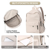 Beige School Backpack for Girls Water Resistant High School Book Bag Simple Backpack for Teens Boys Girls, Lightweight Middle School Back Pack Daypack