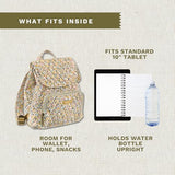 Bella Taylor Mini Backpack, Quilted Hands-Free Bag, Prairie Meadow