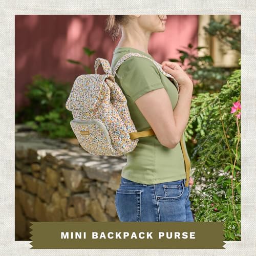Bella Taylor Mini Backpack, Quilted Hands-Free Bag, Prairie Meadow
