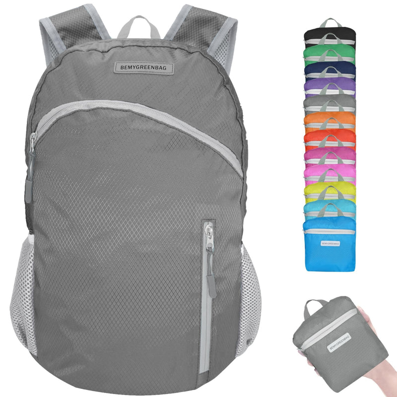 BEMYGREENBAG 35L Foldable Waterproof Backpack For Outdoor Sports With Inside Wet Clothes Compartment Packable For Multiple Uses Ultra Lightweight Ideal For Hiking Men And Women Travel(Grey)