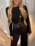 BEMYLV Leather Chain Belt Bag for Women Crossbody Waist Purse Fanny Pack Fashion Evening Clutch Mini Handbag Detachable