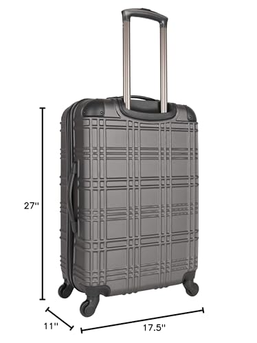 Ben Sherman Nottingham Lightweight Hardside 4 - Wheel Spinner Travel Luggage, Charcoal, 24 - Inch Checked