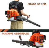 BENBOR Backpack Leaf Blower,52CC Backpack Leaf Blower Gas Powered,550CFM 2 - Stroke Engine Gas Leaf Blower,Powerful Air Cooling Gasoline Backpack Blower Snow Blower for Garden Yard (550CFM Square)